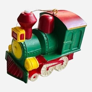 Vintage Train Christmas Ornament Red Green White Yellow Rare Xmas Decor